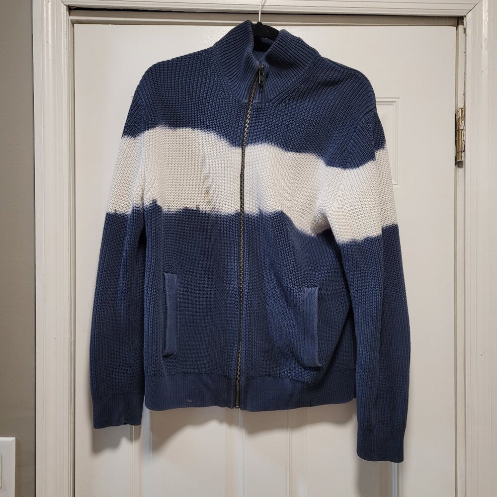 Banana Republic Men's Sweater Blue White Size M Full Zip